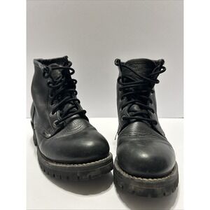 Skechers Leather Upper Platform Boots 7.5 Black Women's